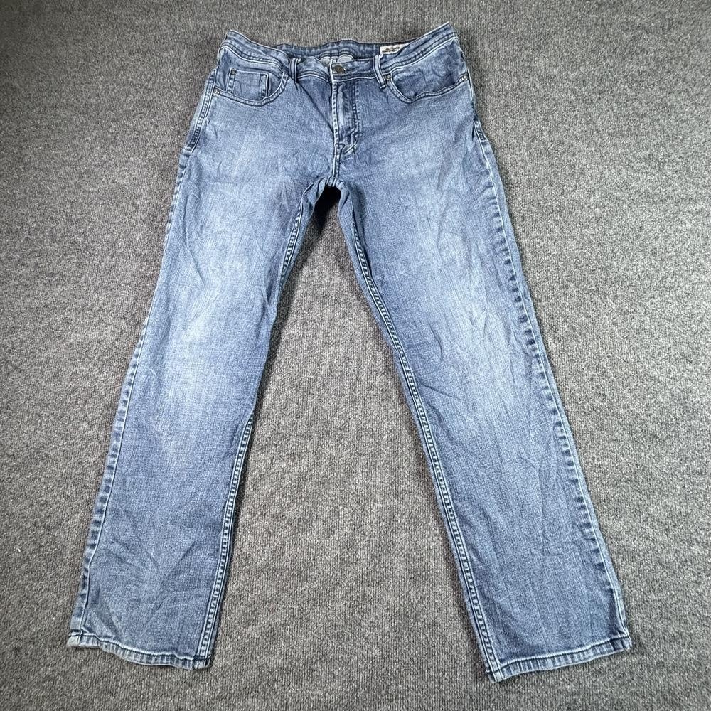 Buffalo David Bitton Jackson-X Straight Jeans Men 36x32 Blue Denim Faded Stretch